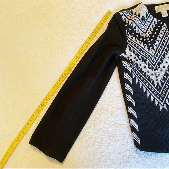 H&M Beaded Embroidered Crop Black & White Jacket - 6 - Picture 12 of 16